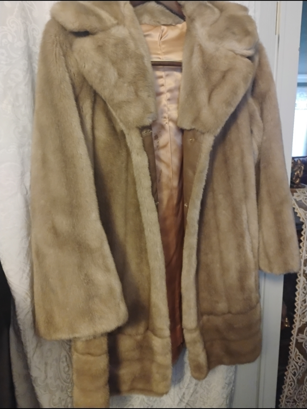 Fur Coat Classic Tan Fur Coat – Imported Tissavel Of France.  Luxury Blue Fox